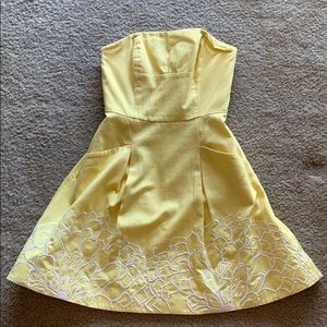 Yellow strapless lily pulitzer dress 0